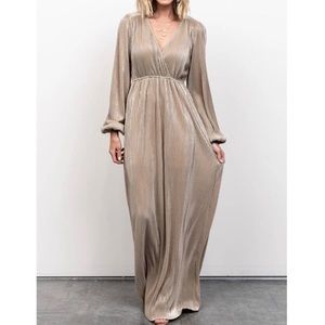 Baltic Born Venus Pleated Dress - XS Long Sleeve in Gold